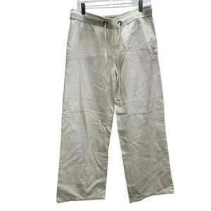 LAGACI White Linen Wide leg Drawstring Pants Side & Back Pockets Size M